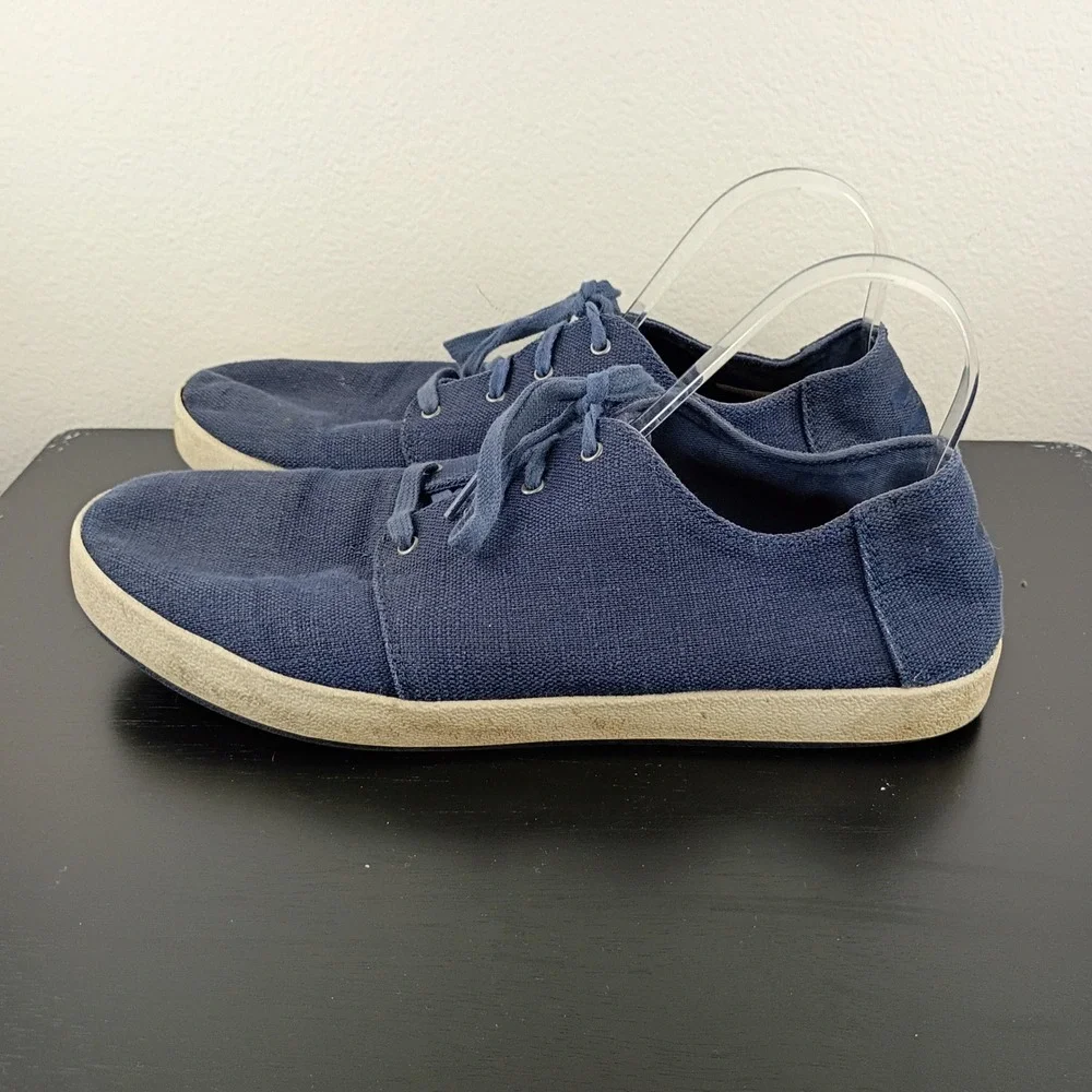 TOMS Mens Paseo Low Top Sneakers Navy Blue Canvas Lace Up Shoes Size 13
